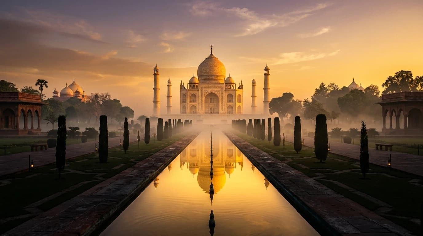 Cinematic Taj Mahal, India at Golden Hour